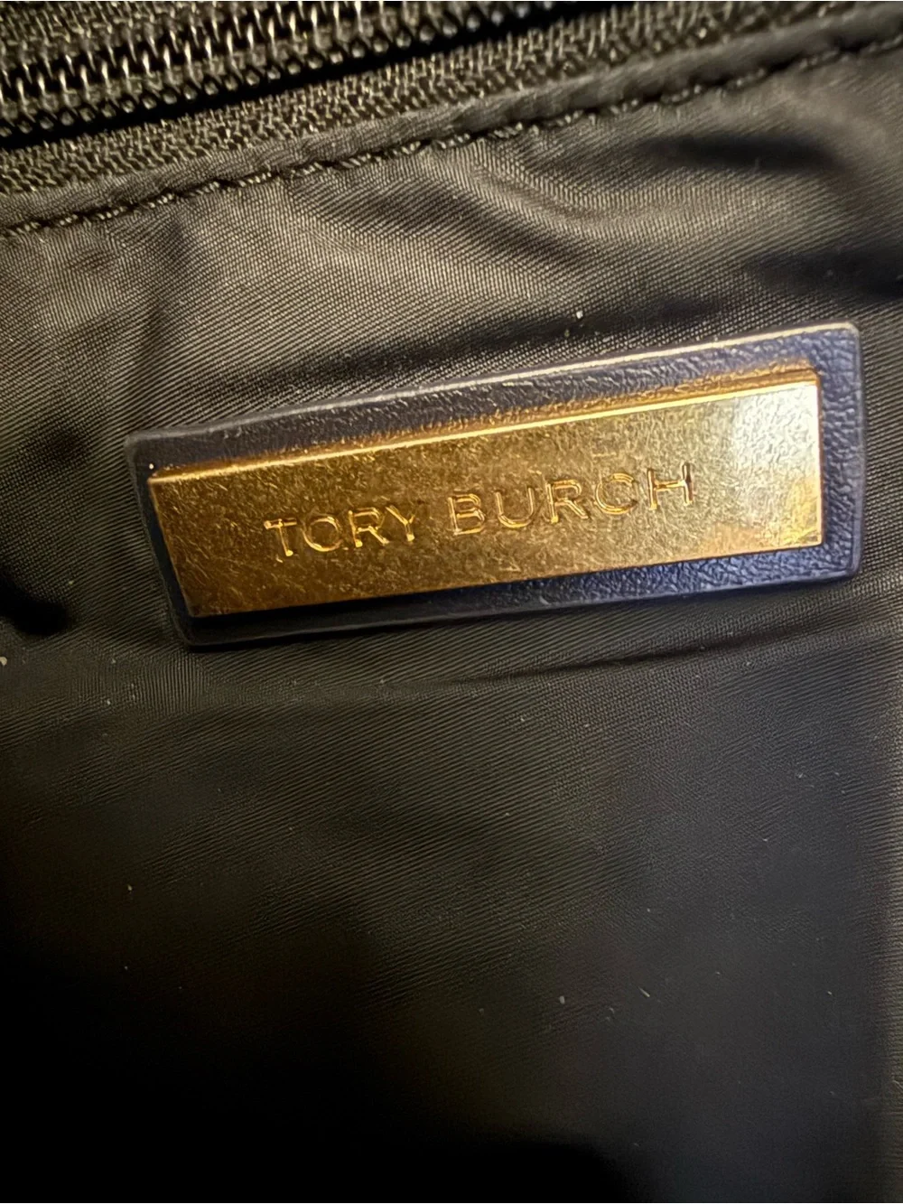 Tory Burch Ella Black Floral Nylon Logo Tote